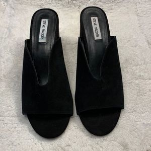 Steve Madden Chance Womens Suede Leather Slip On Slide Block Heel Sandals Size10